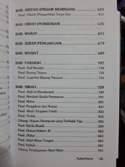 Buku Fathul Mu'in Fikih Lengkap Madzhab Syafii Daftar Isi