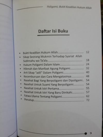 Buku Poligami Bukti Keadilan Hukum Allah Daftar Isi