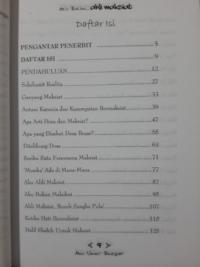 Buku Aku Bukan Ahli Maksiat Daftar Isi