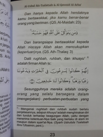Buku Saku Terjemah Dan Matan Ushul Tsalatsah Qawaid Arba Isi