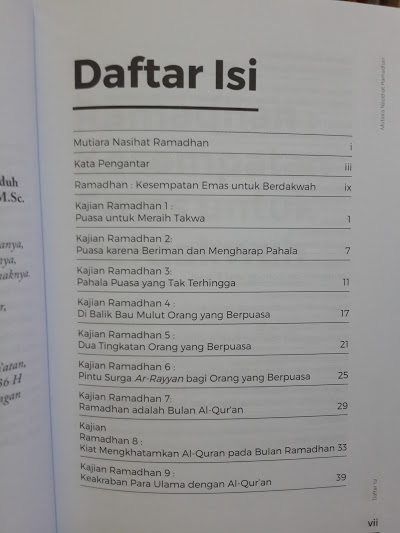 Buku Mutiara Nasihat Ramadhan 20 Kajian Ramadhan Seri 1 Daftar Isi