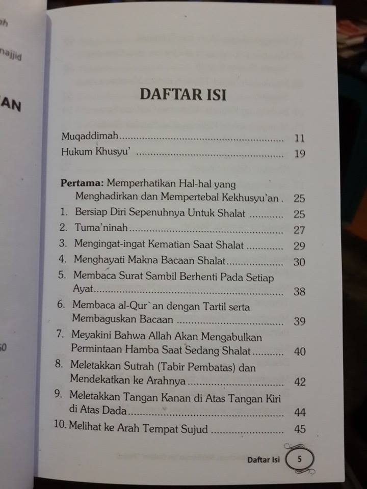 Buku 33 Kiat Mencapai Kekhusyuan Dalam Shalat Daftar Isi