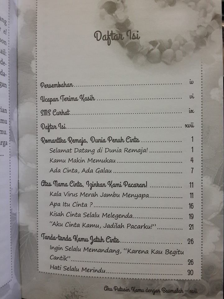 Buku Aku Putusin Kamu Dengan Basmalah Daftar Isi