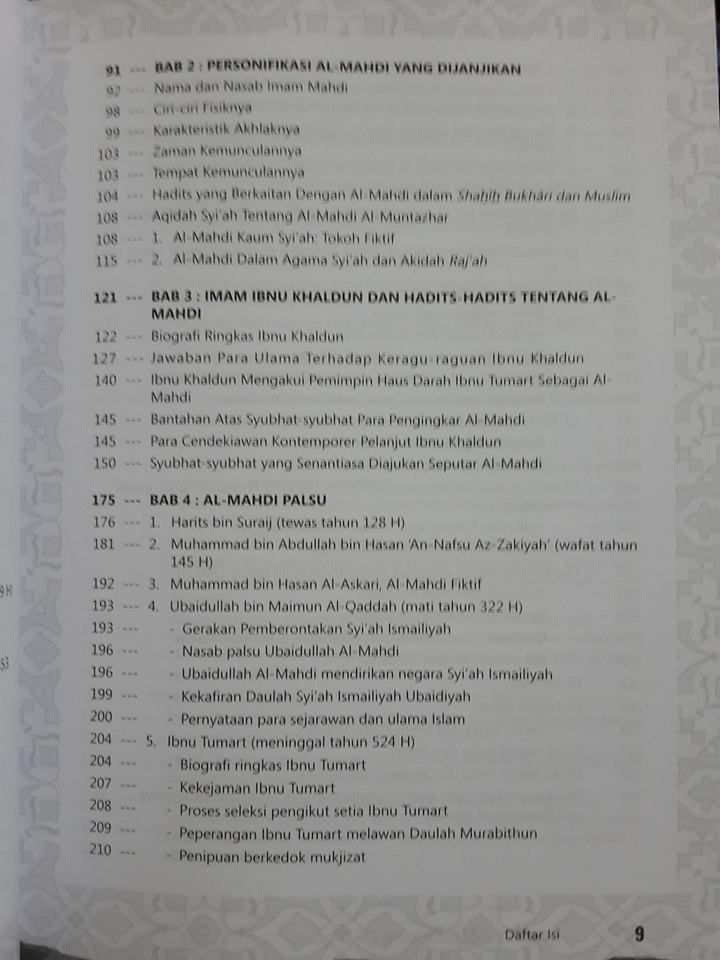 Buku Inikah Al-Mahdi Yang Dijanjikan Daftar Isi