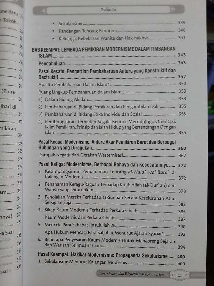 Buku Mengupas Gerakan Modernisasi Liberalisme Ajaran Islam Daftar Isi