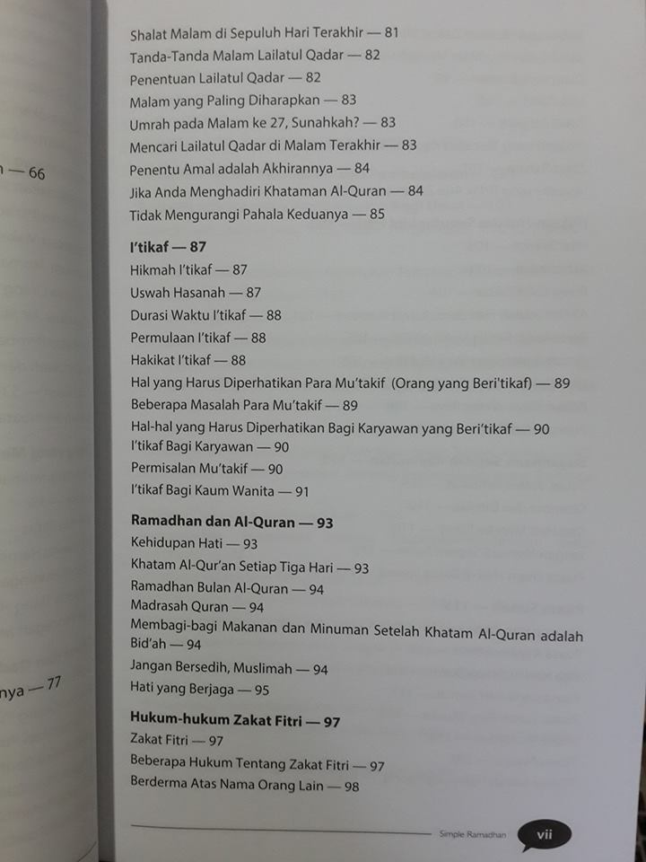 Buku Simple Ramadhan Materi Praktis Ramadhan Daftar Isi