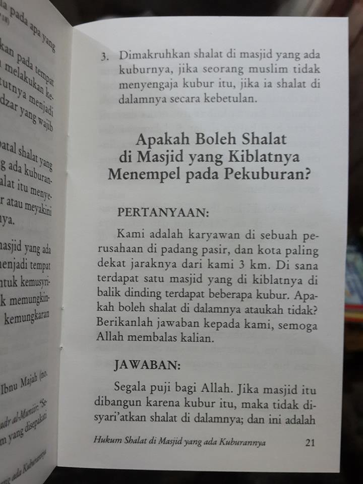 Buku Saku Hukum Shalat Di Masjid Yang Ada Kuburannya Isi