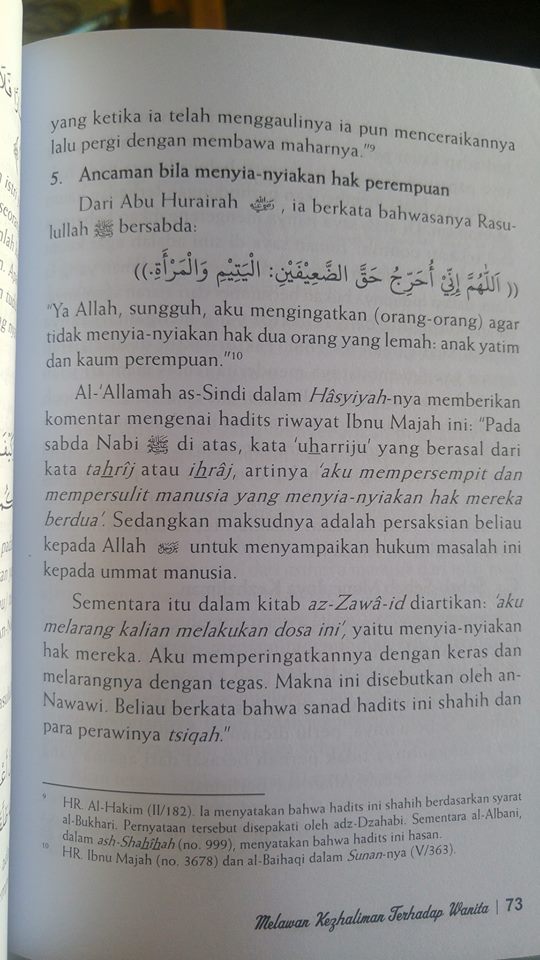 Buku Melawan Kezhaliman Terhadap Wanita isi