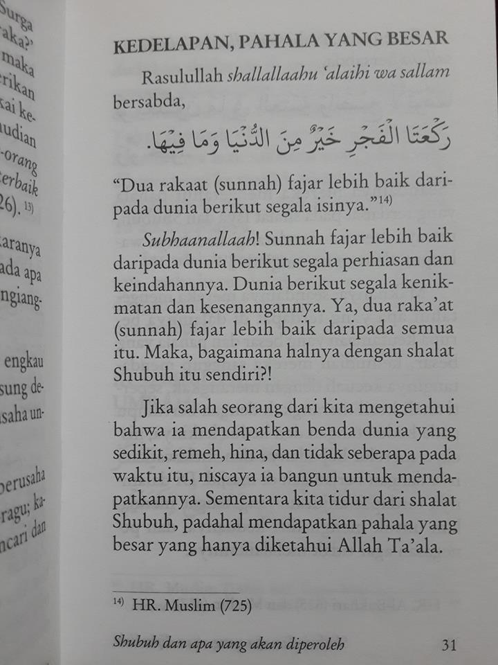 shubuh dan apa yang akan diperoleh saku isi