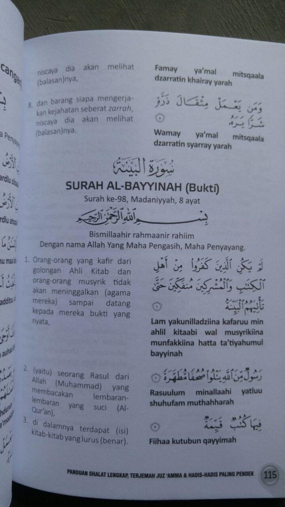 Buku Panduan Shalat Lengkap Terjemah Juz Amma Hadis Pilihan isi 3