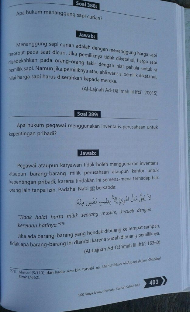 Buku 500 Tanya Jawab Transaksi Syariah Sehari Hari isi 3
