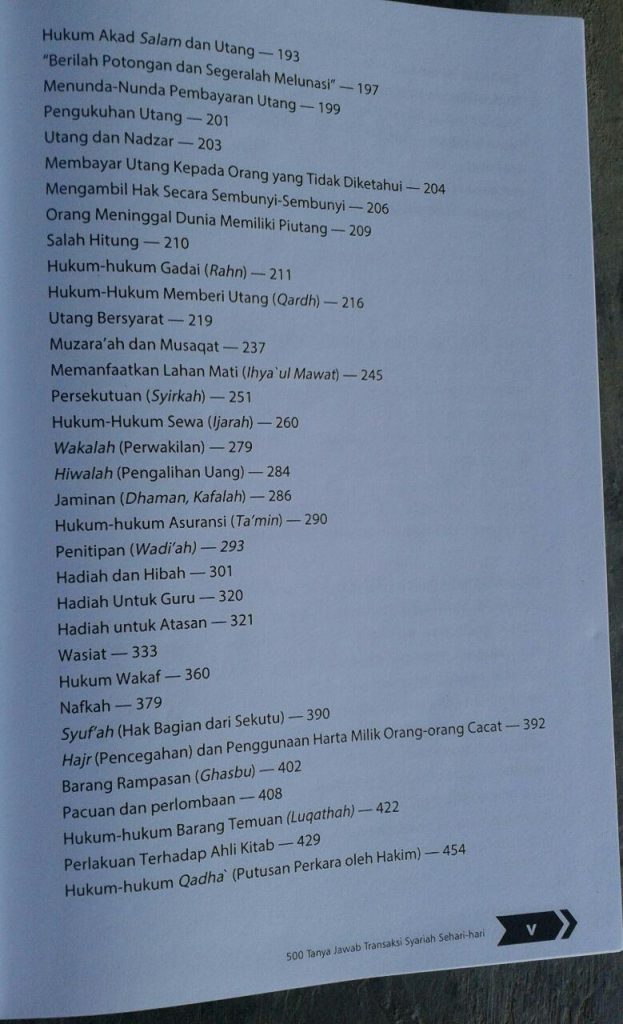 Buku 500 Tanya Jawab Transaksi Syariah Sehari Hari isi