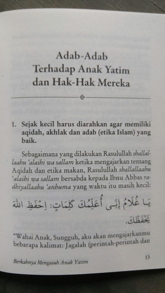 Buku Saku Berkahnya Mengasuh Anak Yatim isi