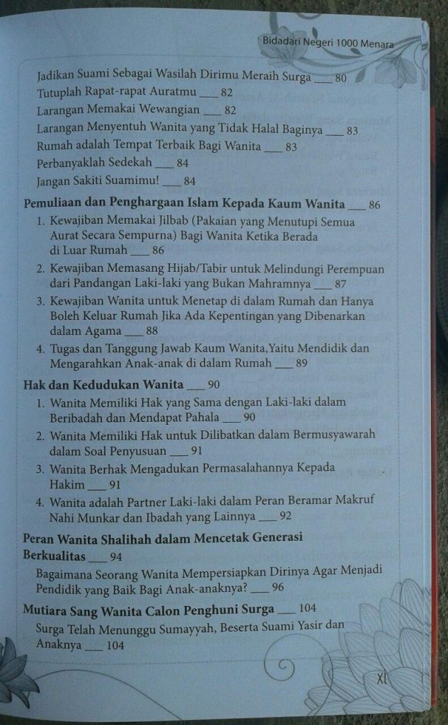 Buku Bidadari Negeri 1000 Menara isi