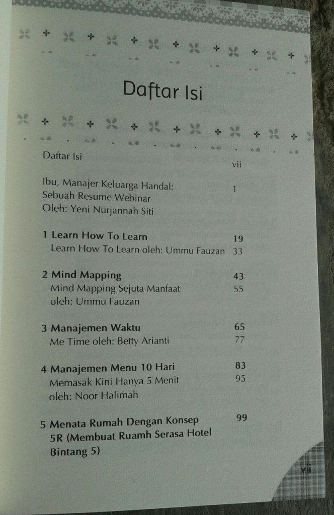 Buku Bunda Cekatan 12 Ilmu Dasar Manajemen Rumah Tangga isi