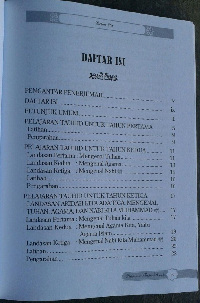 Buku Pelajaran Tauhid Untuk Pemula isi