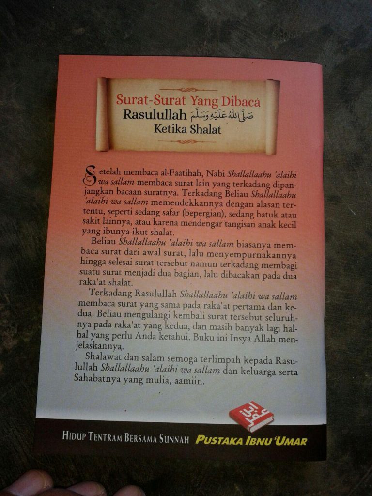 Buku Saku Surat Surat Yang Dibaca Rasulullah Ketika Shalat cover 2