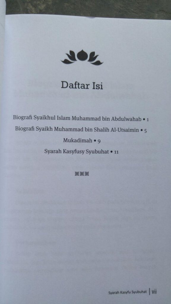Buku Syarah Kasfu Syubhat Membantah Syubhat Persoalan Tauhid isi 
