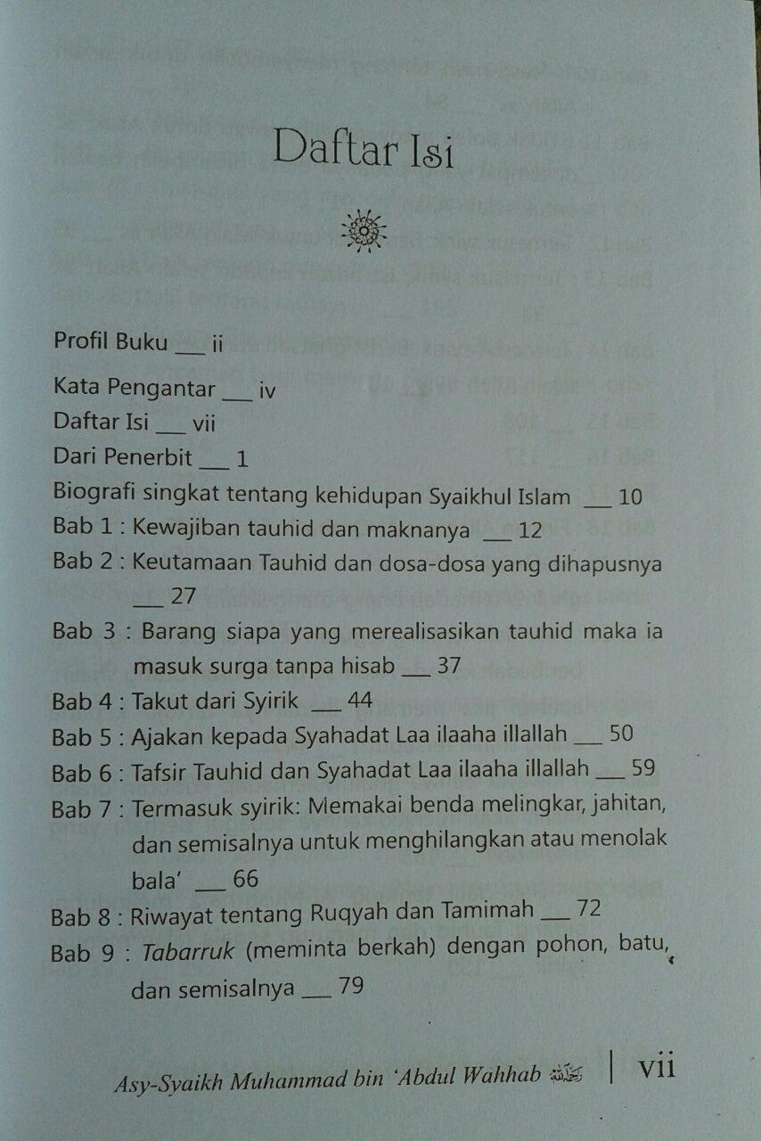 Buku Kitab Tauhid Dilengkapi Faedah Faedah Ayat Hadits Atsar isi