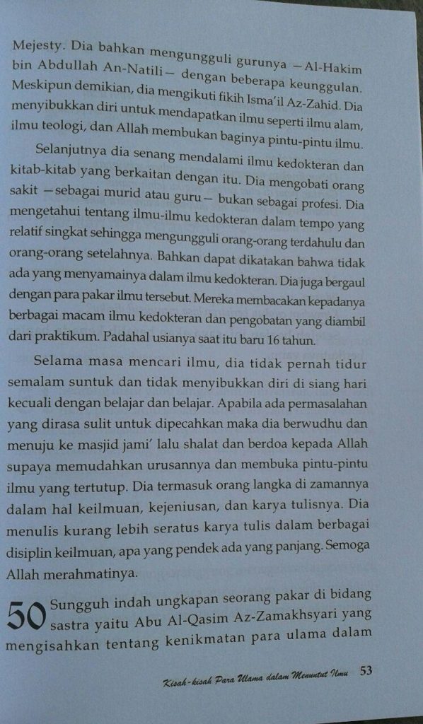 Buku Kisah Kisah Para Ulama Dalam Menuntut Ilmu isi 3