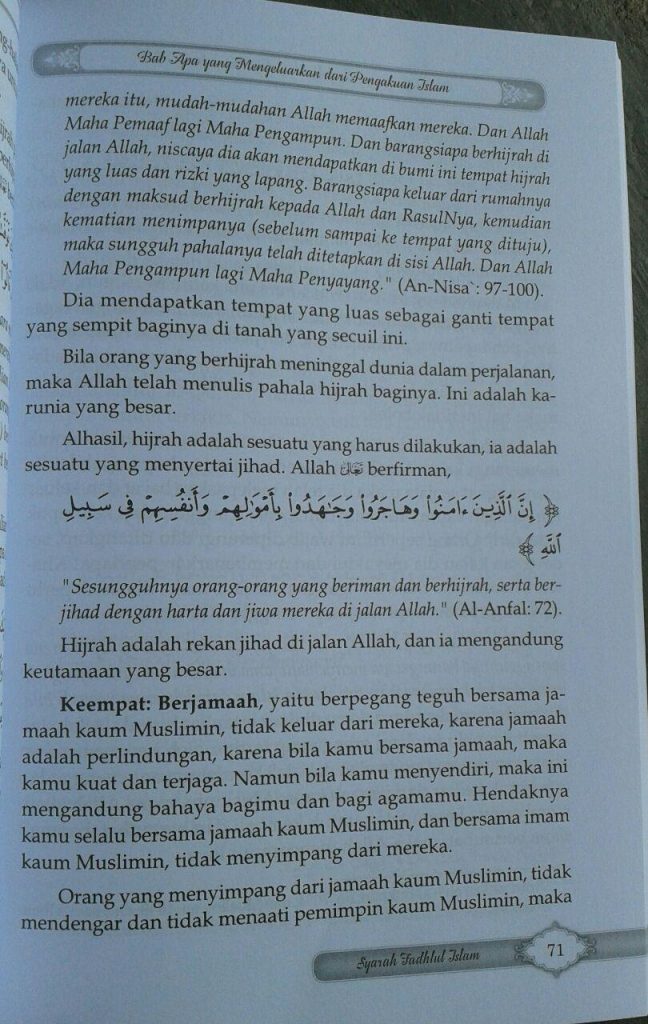 Buku Syarah Fadhlul Islam Kesempurnaan & Keagungan Islam isi 3
