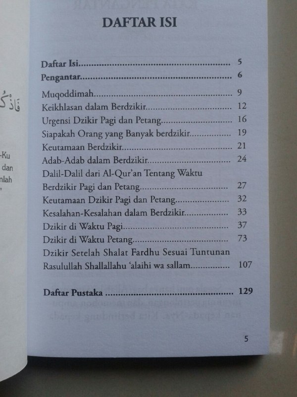 Buku Saku Dzikir Pagi Petang & Dzikir Sesudah Shalat Fardhu isi