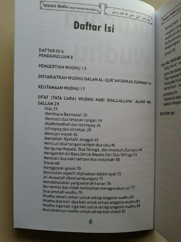 Buku Tata Cara Wudhu Sesuai Tuntunan Rasulullah isi