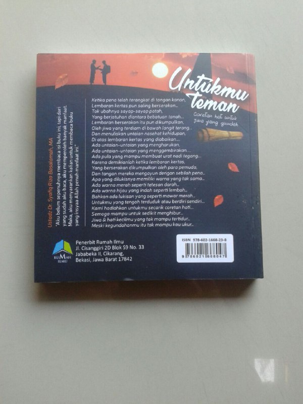 Buku Untukmu Teman Coretan Hati Untuk Jiwa Yang Gundah cover 2
