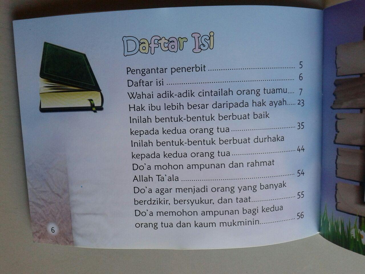 Buku Saku Anak Wahai Adik Adik Cintailah Orangtuamu isi