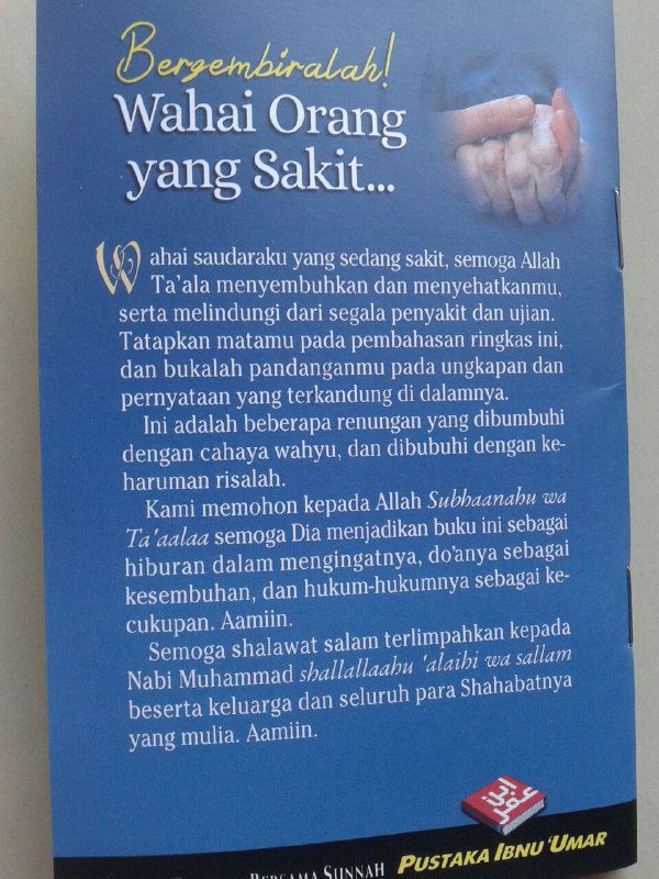 Buku Saku Bergembiralah Wahai Orang Yang Sakit Renungan Menggembirakan cover 2