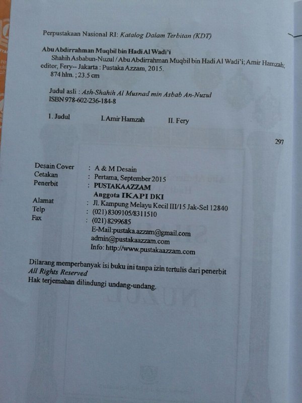 Buku Ash-Shahih Al Musnad Min Asbab An-Nuzul isi