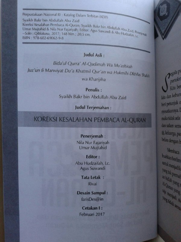 Buku Koreksi Kesalahan Pembaca Al-Qur'an Mengupas Beberapa Kekeliruan isi 3
