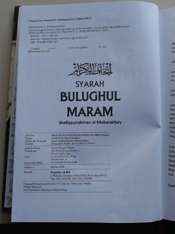 Buku Syarah Bulughul Maram Terjemah Maknawi Matan Hadits isi 3