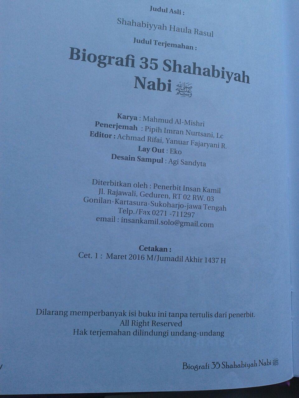 Buku Biografi 35 Shahabiyah Nabi Shallallahu Alaihi wa Sallam isi 2