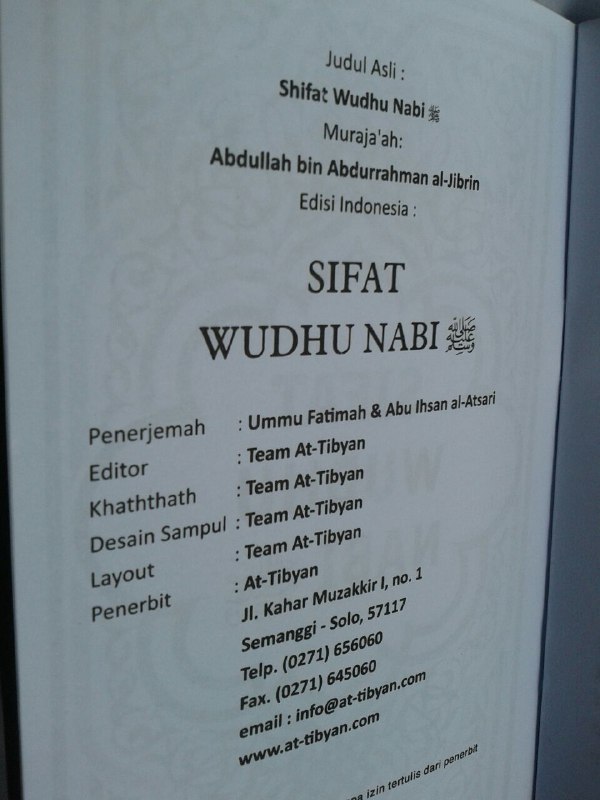 Buku Saku Sifat Wudhu Nabi isi