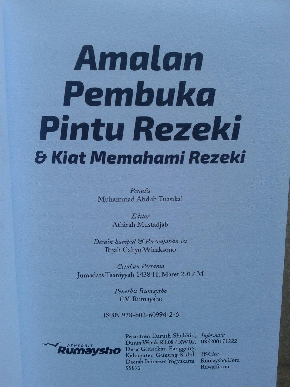 Buku Amalan Pembuka Pintu Rezeki Dan Kiat Memahami Rezeki isi 3