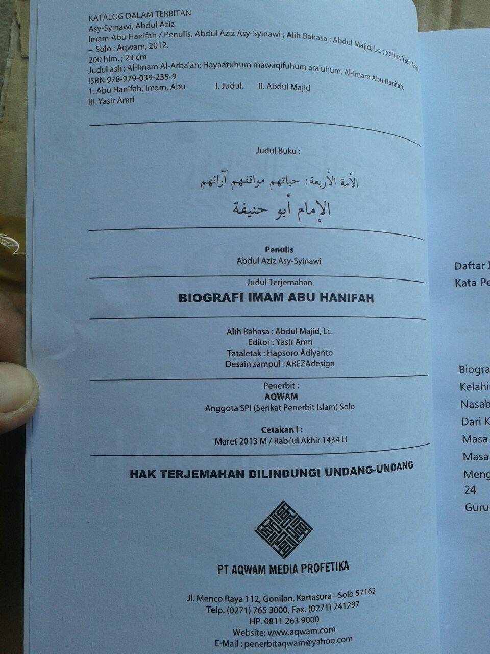 Buku Biografi Imam Abu Hanifah isi 3