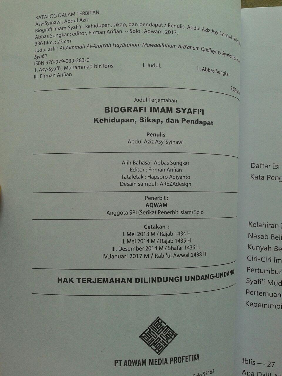 Buku Biografi Imam Asy-Syafi'i isi 4