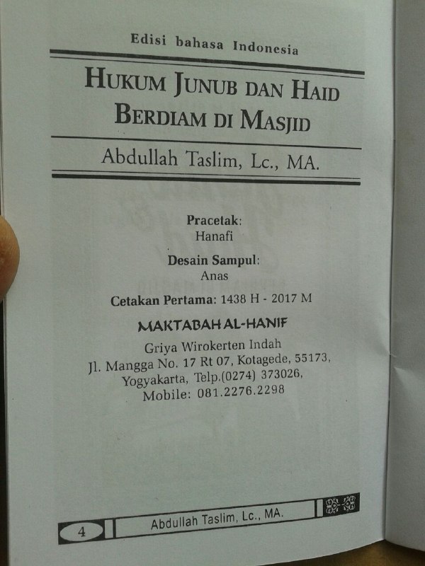 Buku Saku Hukum Junub Dan Haid Berdiam Di Masjid isi 2
