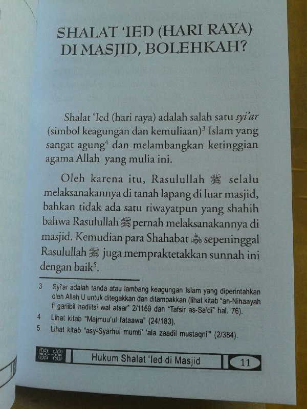 Buku Saku Hukum Shalat Ied Di Masjid isi