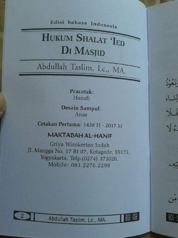 Buku Saku Hukum Shalat Ied Di Masjid isi 2