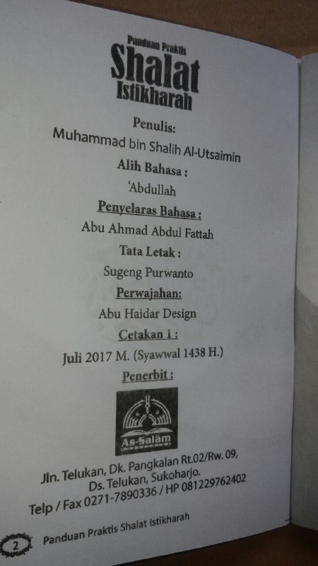 Buku Saku Panduan Praktis Shalat Istikharah Sesuai Sunnah isi 3