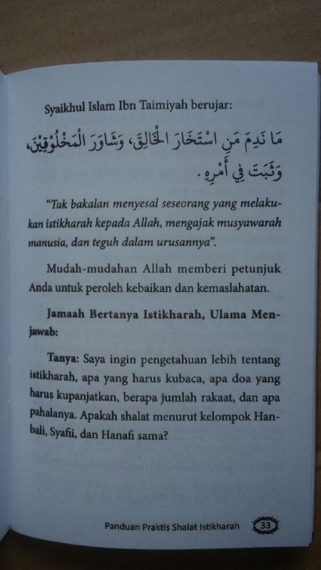 Buku Saku Panduan Praktis Shalat Istikharah Sesuai Sunnah isi