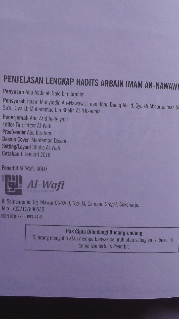 BK2790 Buku Penjelasan Lengkap Hadits Arbain Imam An-Nawawi 80.000 20% 64.000 Al-Wafi Publishing isi 3