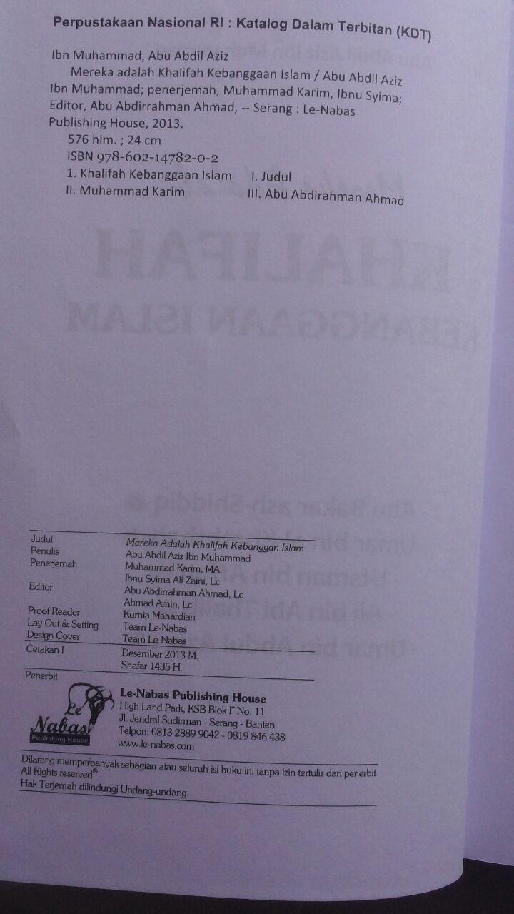 BK2792 Buku Mereka Adalah Khalifah Kebanggaan Islam 125.000 20% 100.000 Le Nabas Publishing isi 5