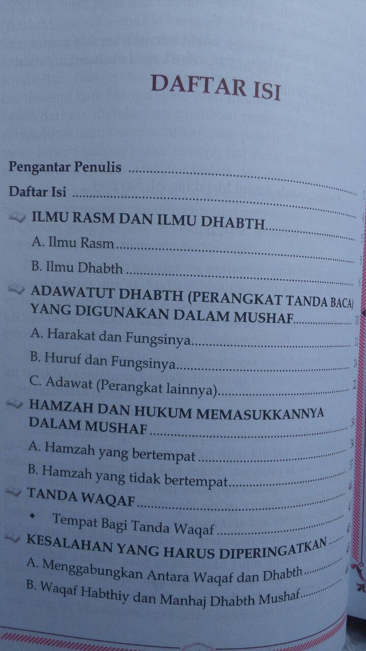BK2795 Buku Ilmu Rasm Dan Dhabth Seluk Beluk Penulisan Tanda Baca 25.000 15% 21.250 Pustaka Imam Asy-Syafi'i isi