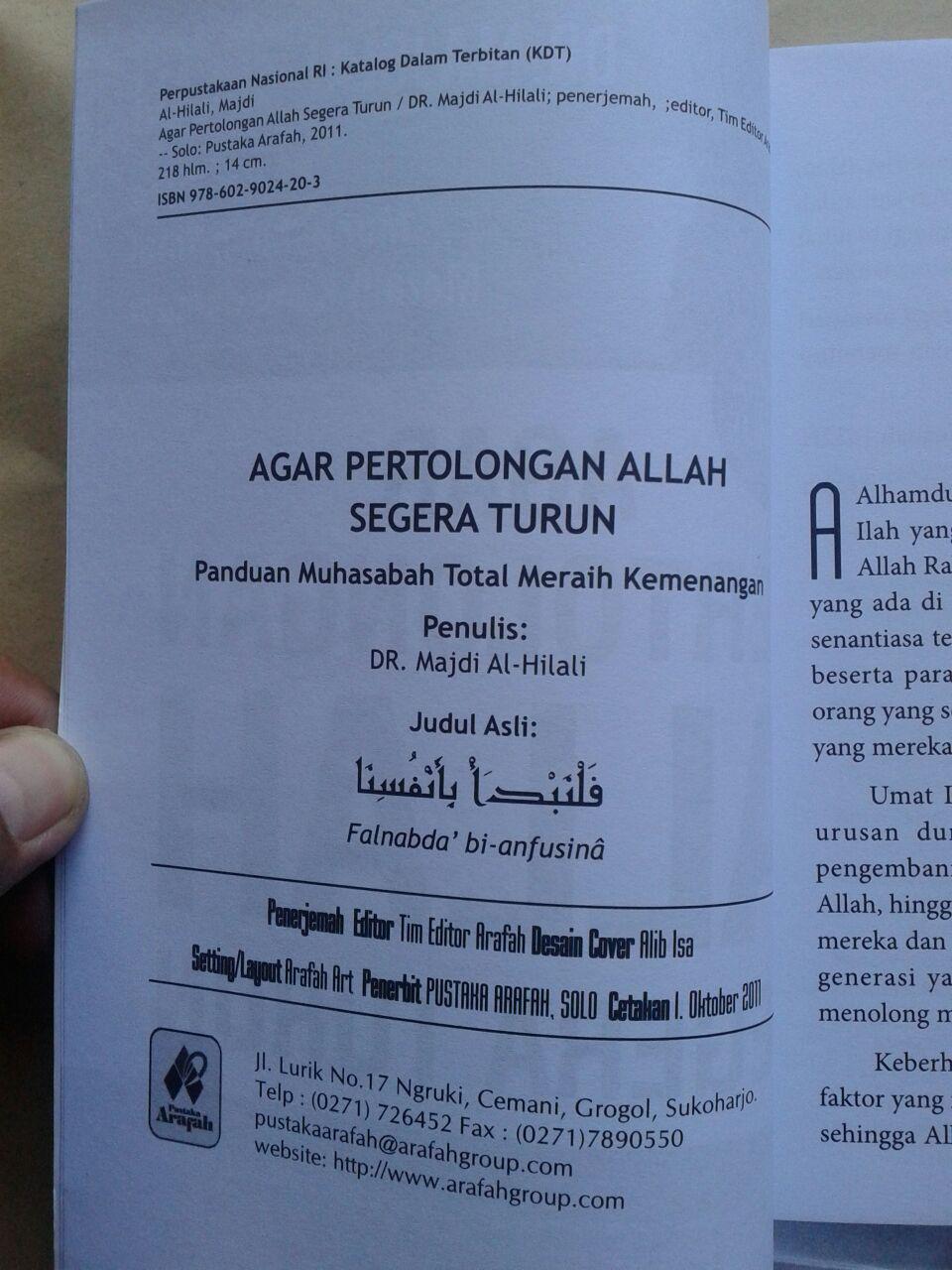 Buku Agar Pertolongan Allah Segera Turun 35.000 15% 29.750 Pustaka Arafah isi 3