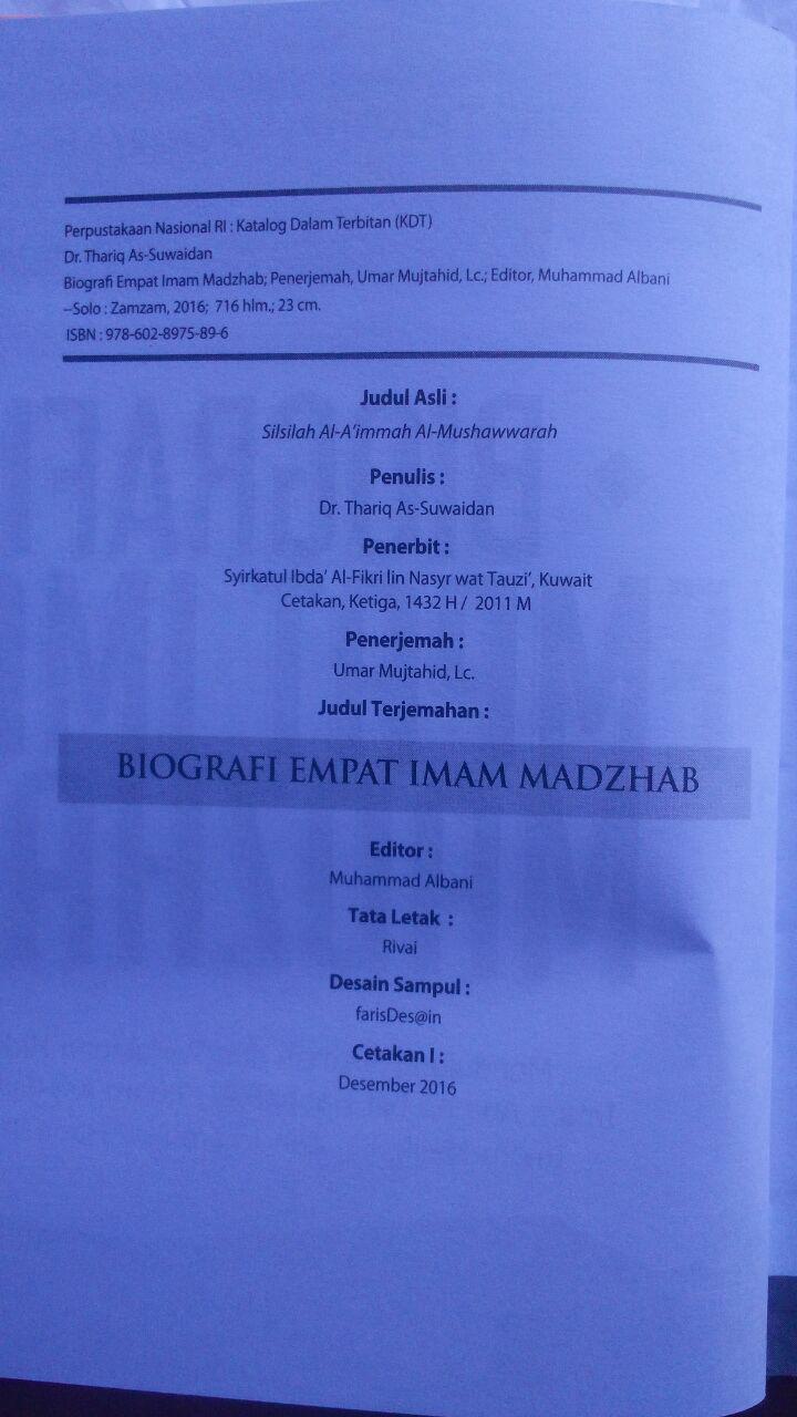 Buku Biografi Empat Imam Mazhab Mendulang Hikmah Perjalanan 160.000 20% 128.000 Zam Zam Dr. Thariq As-Suwaidan isi 4
