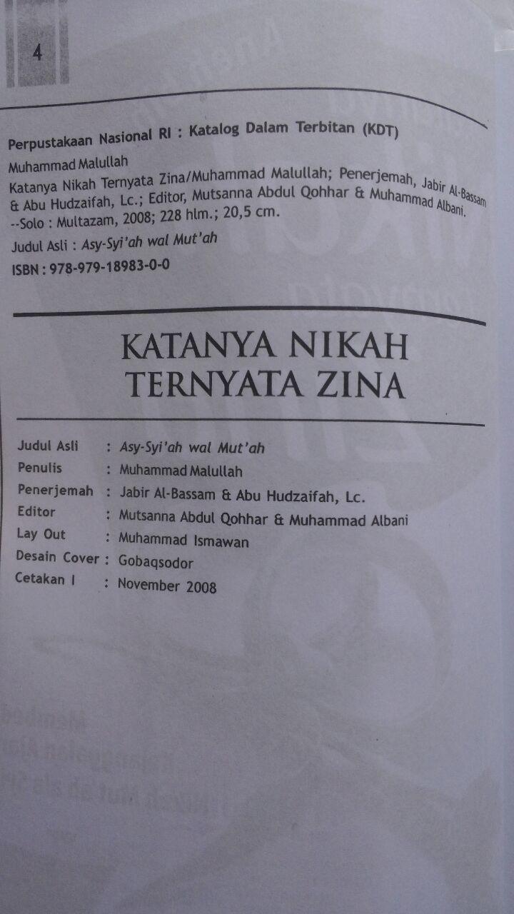 Buku Katanya Nikah Ternyata Zina 34.000 15% 28.900 Multazam Muhammad Malullah isi 3