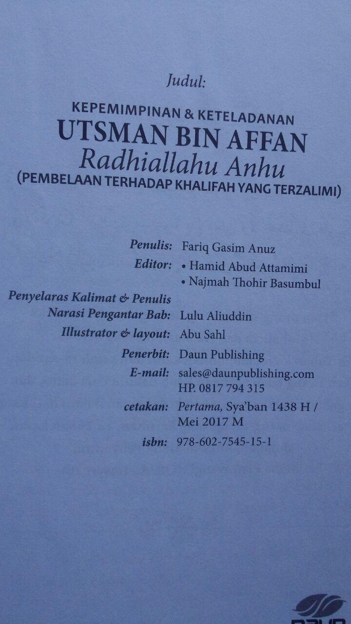 Buku Kepemimpinan Dan Keteladanan Utsman Bin Affan 100.000 20% 80.000 Daun Publishing Fariq Gasim Anuz isi 4